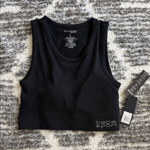 bebe Sport Black Sleeveless Crop Top